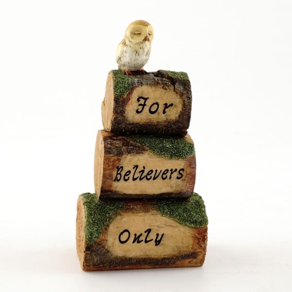 "For Believers Only" Mini Wood Cairn with Owl